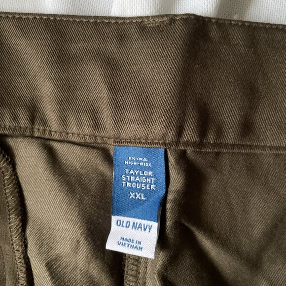 Old Navy Extra High-Rise Taylor Straight Trousers XXL Cotton Blend Green Cargo P - Picture 4 of 8